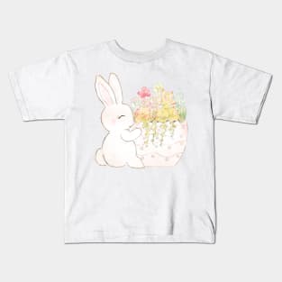 Rabbit and succulent ink and watercolor Kids T-Shirt